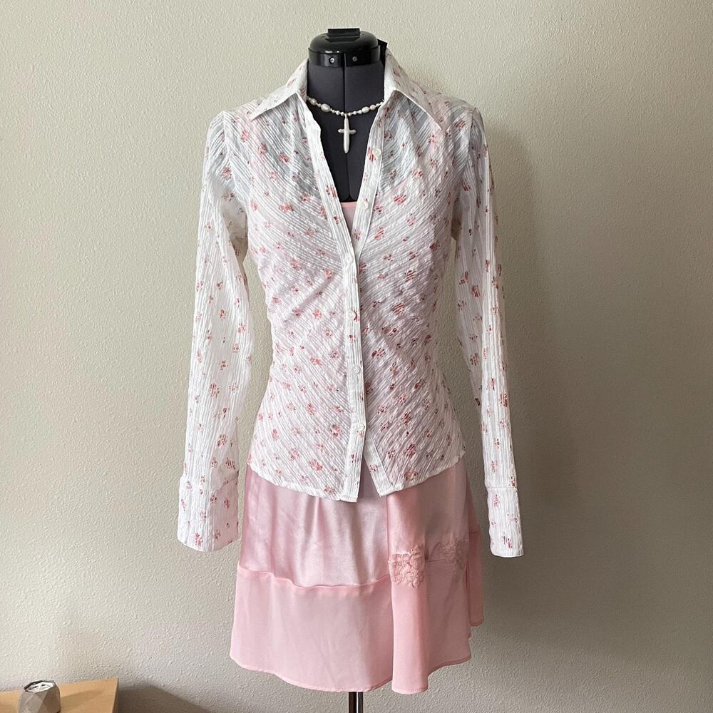 Y2K dainty pastel semi sheer floral 2000s forever 21 coquette cottage fairy